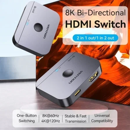 Vention Conmutador HDMI 2.1 Bidireccional 8K – AKPB0, 2 Entradas HDMI Hembra y USB-C Hembra Vention Conmutador HDMI 2.1 Bidireccional 8K – AKPB0, 2 Entradas HDMI Hembra y USB-C Hembra